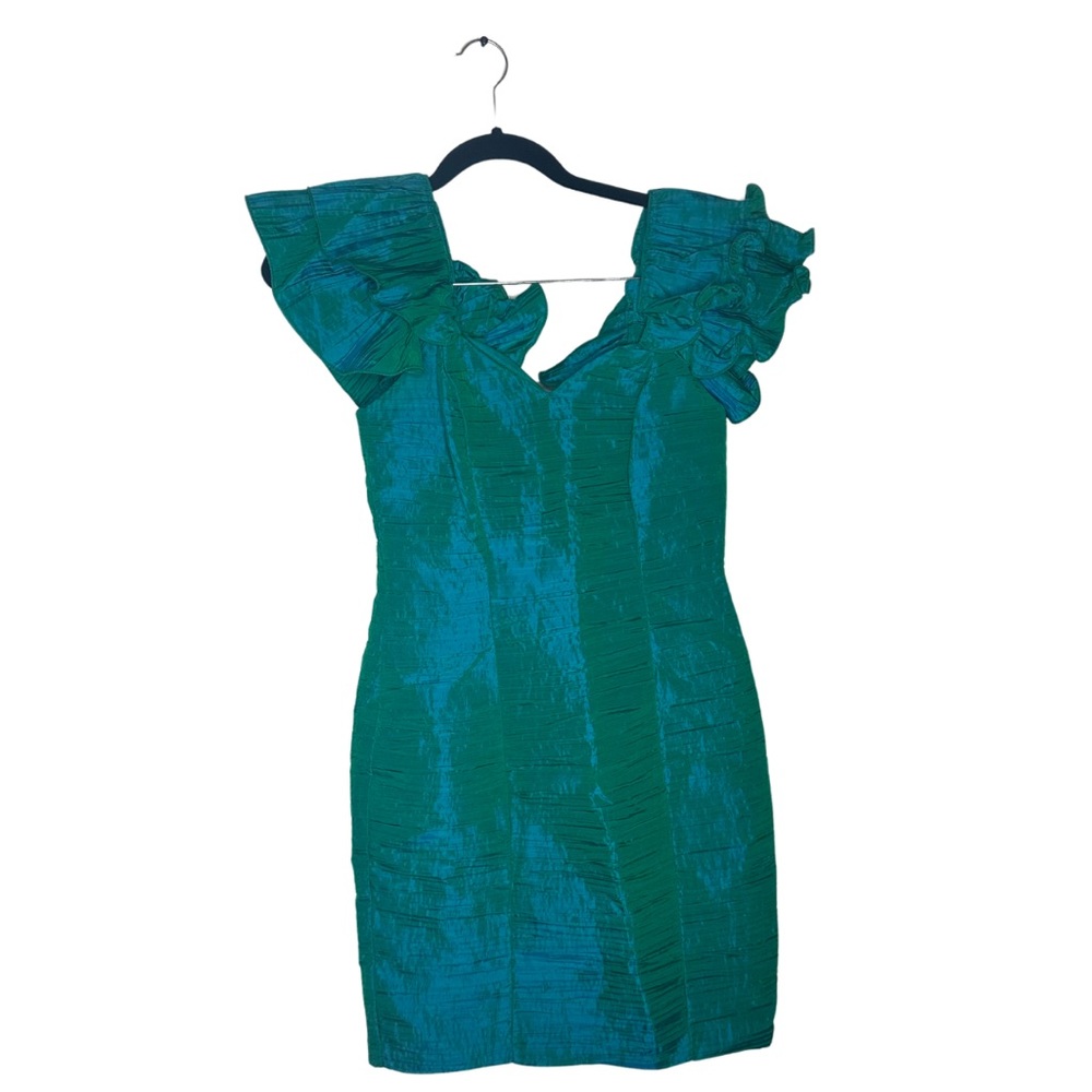 Jolie Madame Vintage 90s Cocktail ruffled‎ sleeves mini dress Made in USA